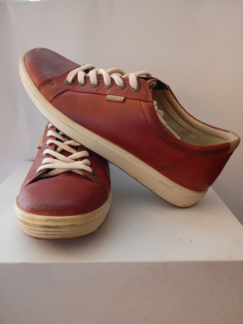 Ecco Women's Leather Sneakers - Brown with Cream Accents